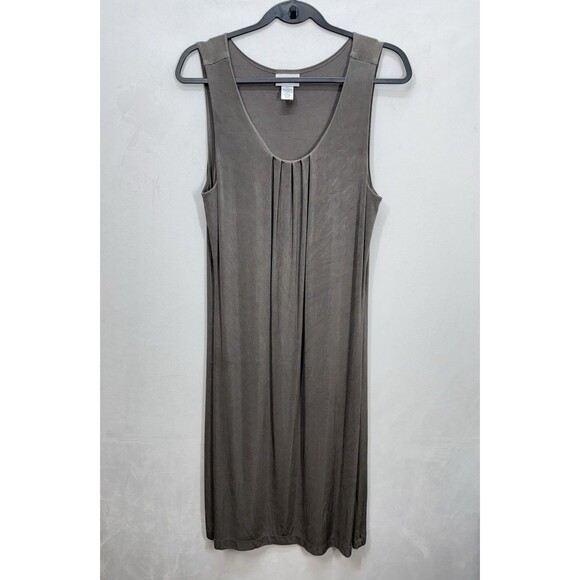 Chico Travelers Maxi Dress Size 2/Large Taupe Sleeveless Slinky Stretch Scoop - Picture 1 of 7